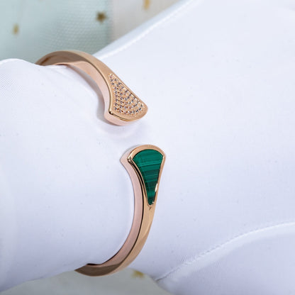 [Kaelin Vow]DREAM BRACELET OPEN MALACHITE PINK GOLD