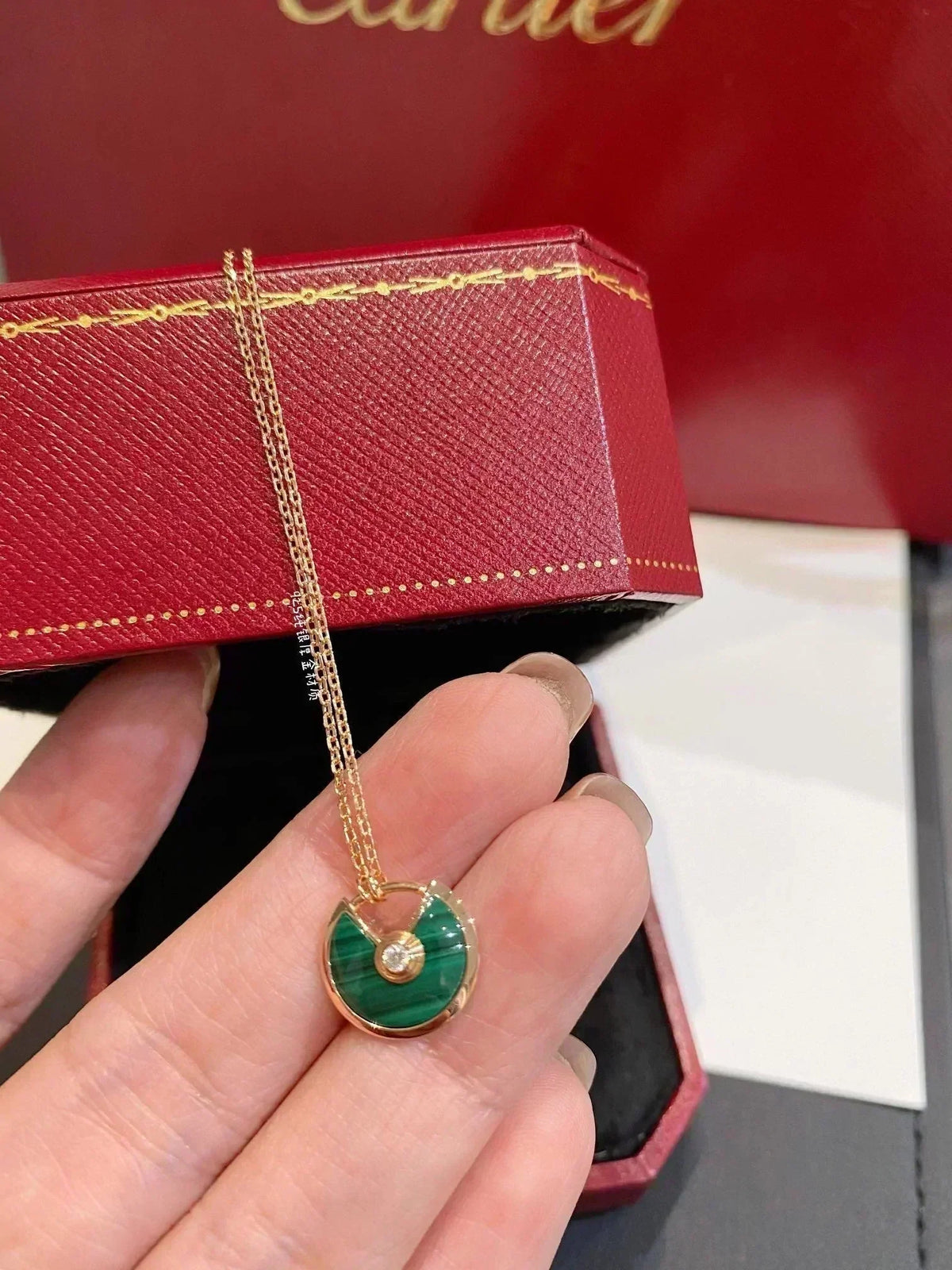 [Kaelin Vow]AMULETTE ROSE GOLD MALACHITE NECKLACE