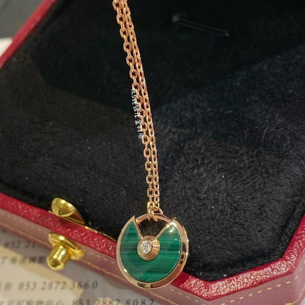 [Kaelin Vow]AMULETTE ROSE GOLD MALACHITE NECKLACE
