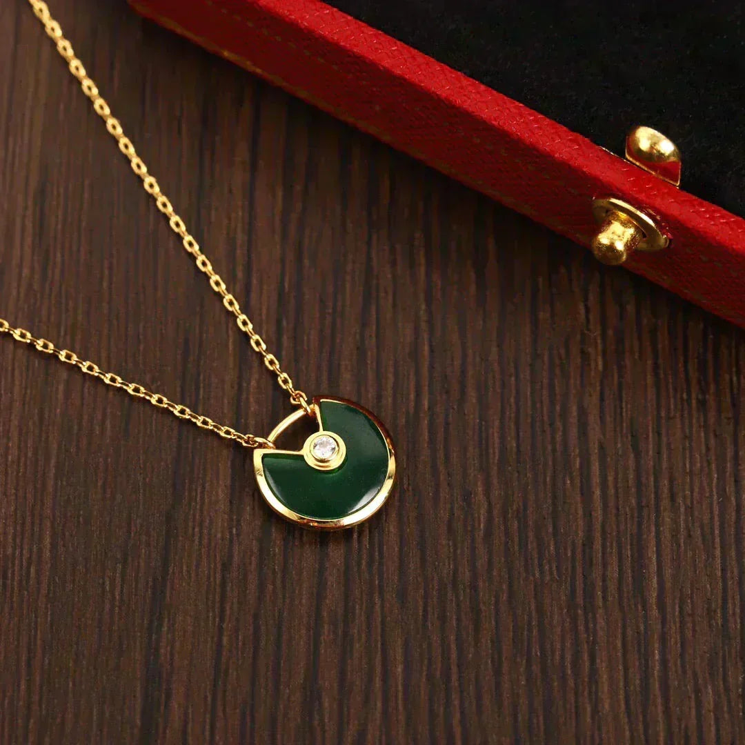 [Kaelin Vow]AMULETTE GOLD MALACHITE NECKLACE