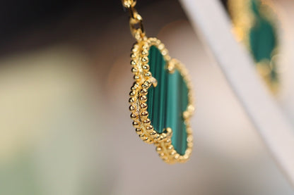[Kaelin Vow]CLOVER EARRINGS GOLD MALACHITE DIAMOND 3 MOTIF