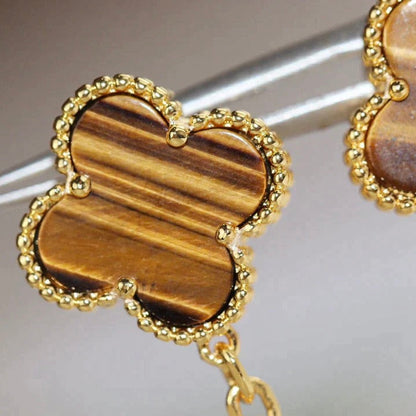 [Kaelin Vow]CLOVER  2 MOTIF  TIGER EYE CARNELIAN EARRINGS