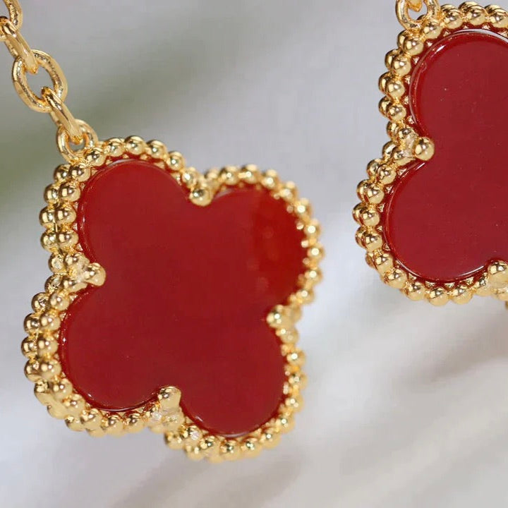 [Kaelin Vow]CLOVER  2 MOTIF  TIGER EYE CARNELIAN EARRINGS