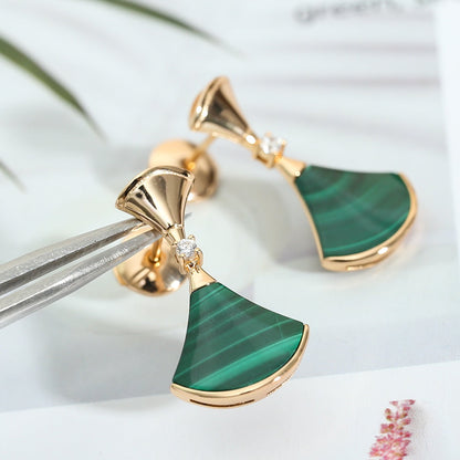 [Kaelin Vow]DREAM MALACHITE PINK GOLD EARRINGS
