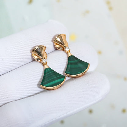 [Kaelin Vow]DREAM MALACHITE PINK GOLD EARRINGS
