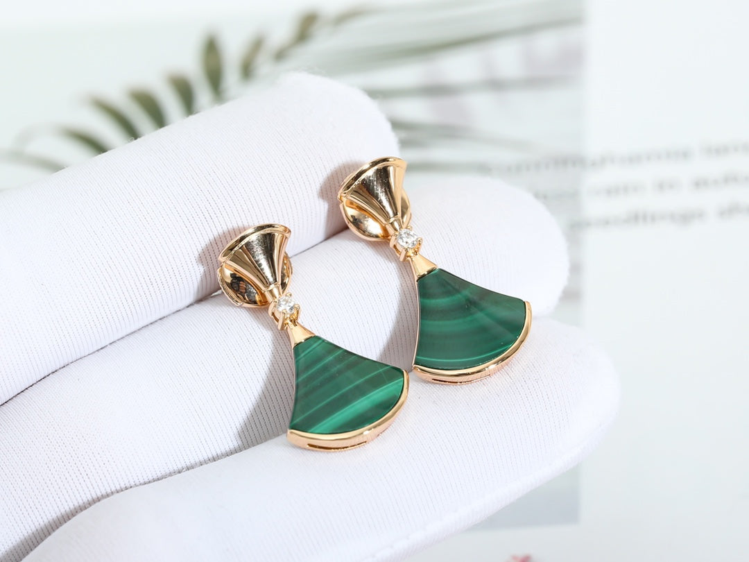[Kaelin Vow]DREAM MALACHITE PINK GOLD EARRINGS