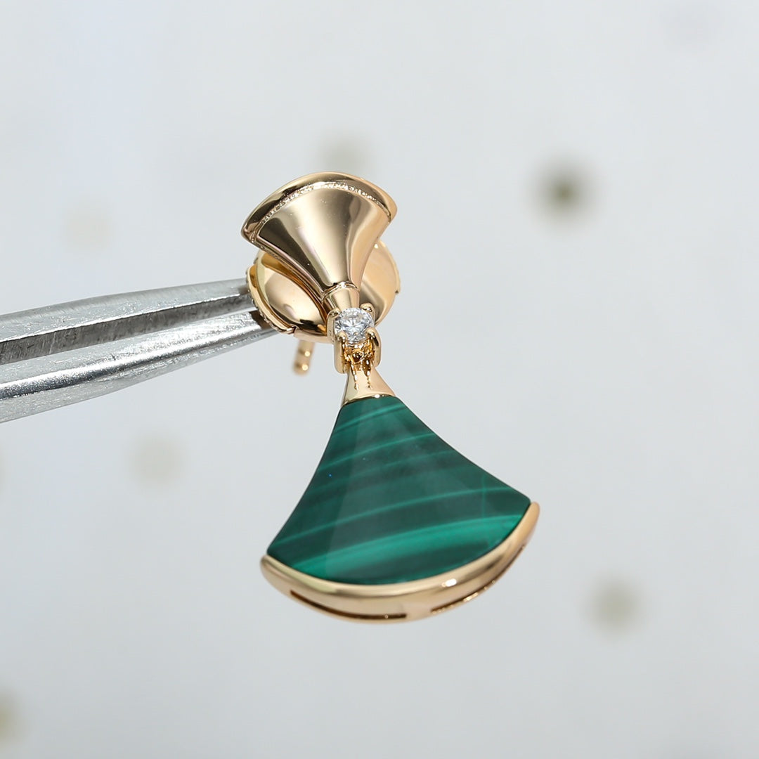 [Kaelin Vow]DREAM MALACHITE PINK GOLD EARRINGS