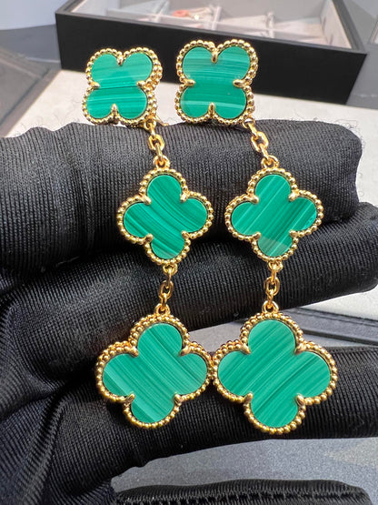 [Kaelin Vow]CLOVER MALACHITE 3 MOTIFS GOLD