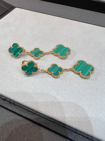 [Kaelin Vow]CLOVER MALACHITE 3 MOTIFS GOLD