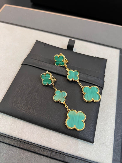 [Kaelin Vow]CLOVER MALACHITE 3 MOTIFS GOLD