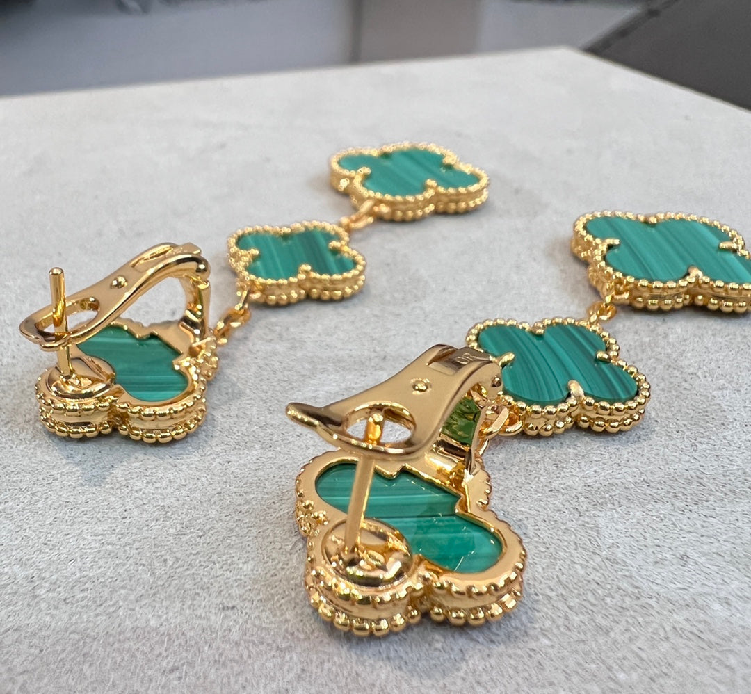 [Kaelin Vow]CLOVER MALACHITE 3 MOTIFS GOLD