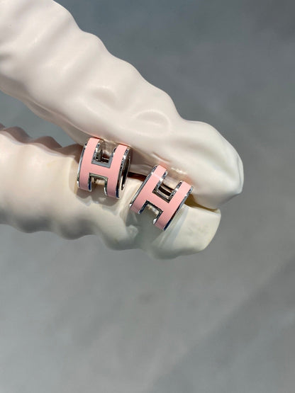 [Kaelin Vow]MINI POP H SILVER EARRINGS PINK