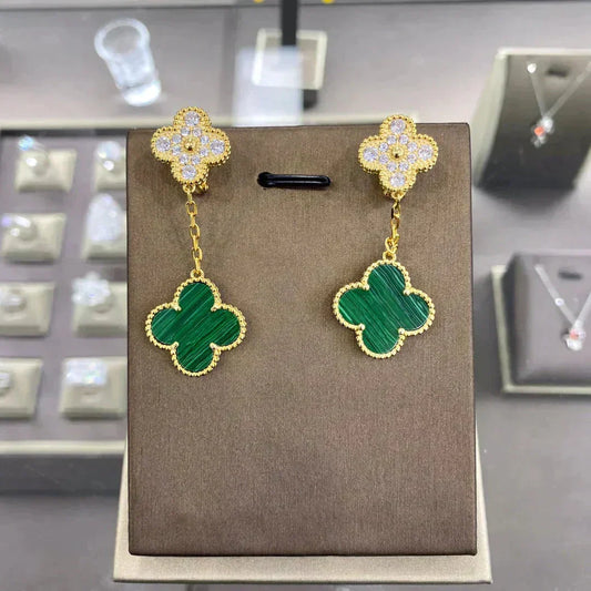 [Kaelin Vow]CLOVER  2 MOTIFS  DIAMOND  EARRINGS (MULTIPLE CHOICESç´