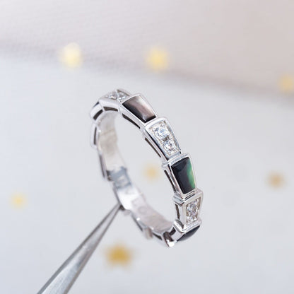 [Kaelin Vow]SERPENTI RING SILBER DIAMANT SCHWARZ PERLMUTT 3MM