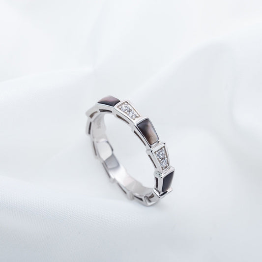 [Kaelin Vow]SERPENTI RING SILVER  DIAMOND BLACK MOP 3MM