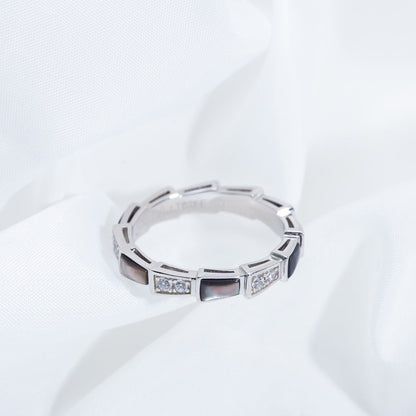 [Kaelin Vow]SERPENTI RING SILBER DIAMANT SCHWARZ PERLMUTT 3MM