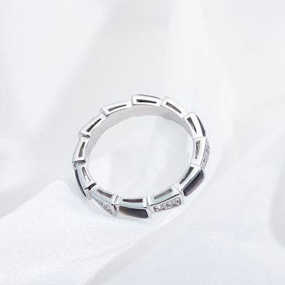 [Kaelin Vow]SERPENTI RING SILBER DIAMANT SCHWARZ PERLMUTT 3MM