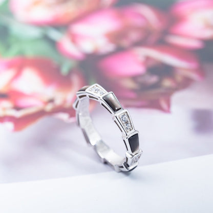 [Kaelin Vow]SERPENTI RING SILBER DIAMANT SCHWARZ PERLMUTT 3MM