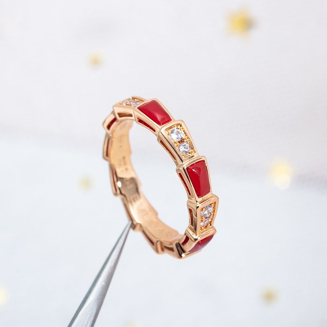 [Kaelin Vow]SERPENTI RING PINK GOLD CARNELIAN DIAMOND 3MM