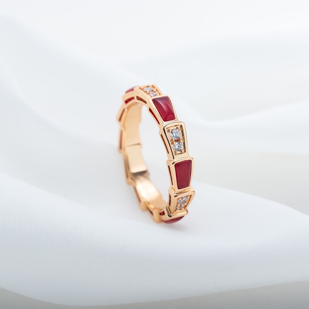 [Kaelin Vow]SERPENTI RING PINK GOLD CARNELIAN DIAMOND 3MM