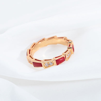 [Kaelin Vow]SERPENTI RING PINK GOLD CARNELIAN DIAMOND 3MM