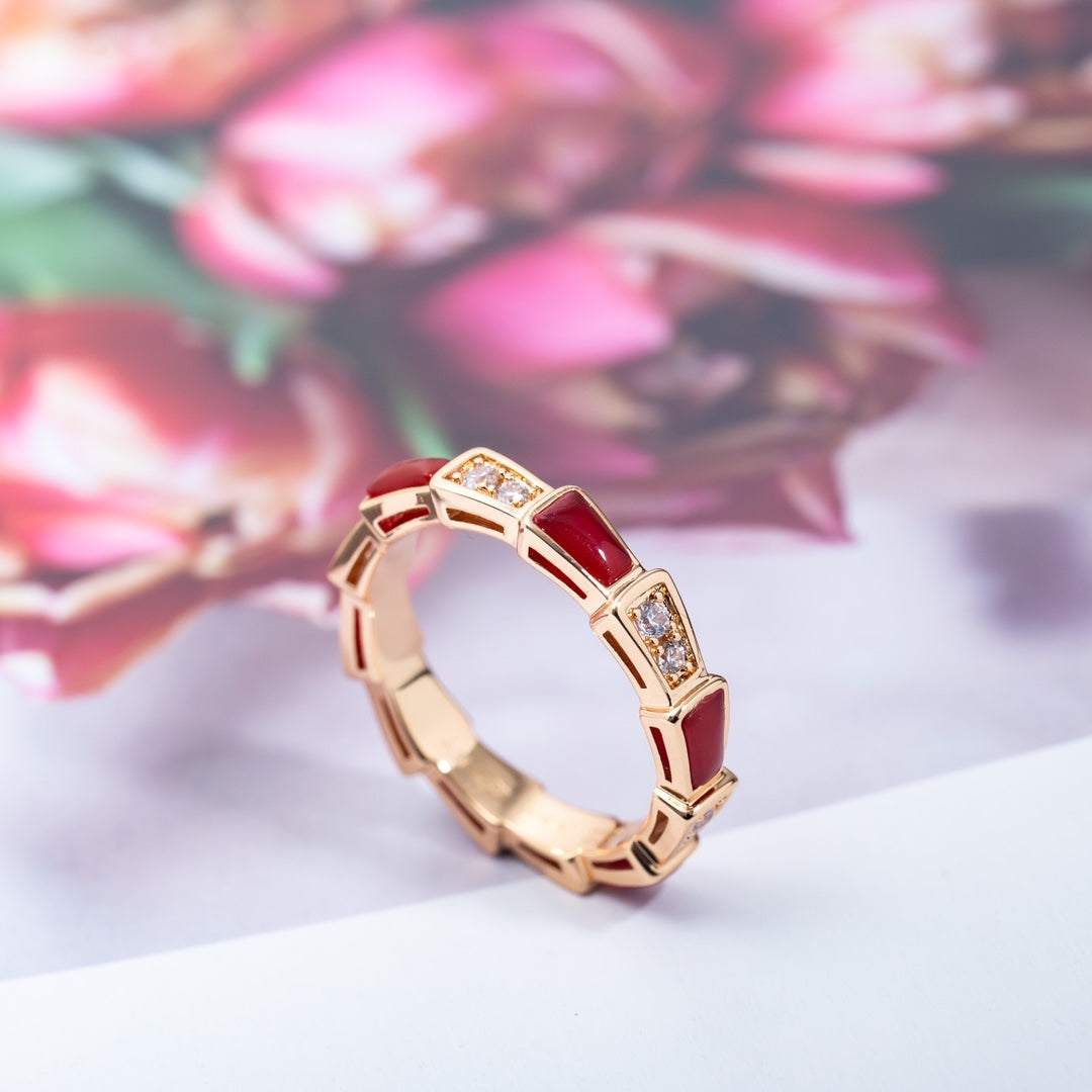 [Kaelin Vow]SERPENTI RING PINK GOLD CARNELIAN DIAMOND 3MM