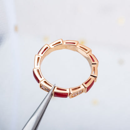 [Kaelin Vow]SERPENTI RING PINK GOLD CARNELIAN DIAMOND 3MM