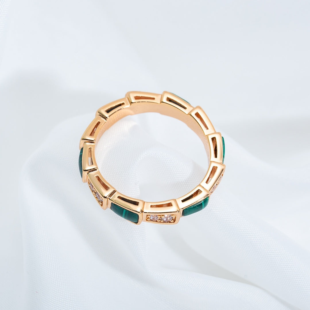 [Kaelin Vow]SERPENTI RING PINK GOLD MALACHITE DIAMOND 3MM