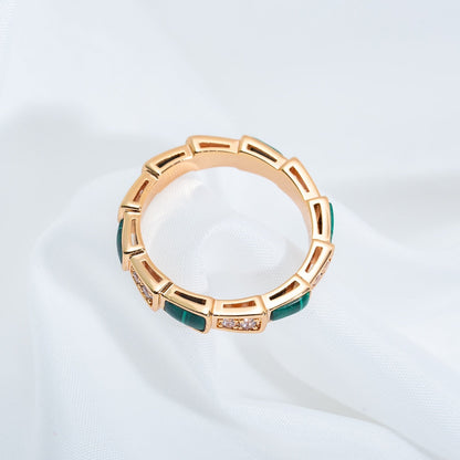 [Kaelin Vow]SERPENTI RING PINK GOLD MALACHITE DIAMOND 3MM
