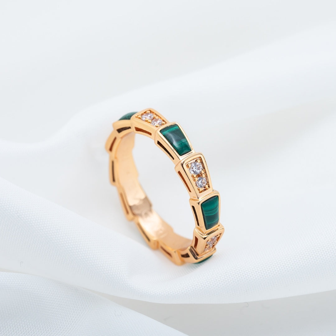 [Kaelin Vow]SERPENTI RING PINK GOLD MALACHITE DIAMOND 3MM