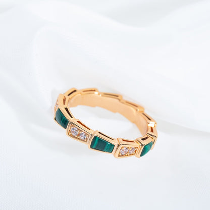 [Kaelin Vow]SERPENTI RING PINK GOLD MALACHITE DIAMOND 3MM