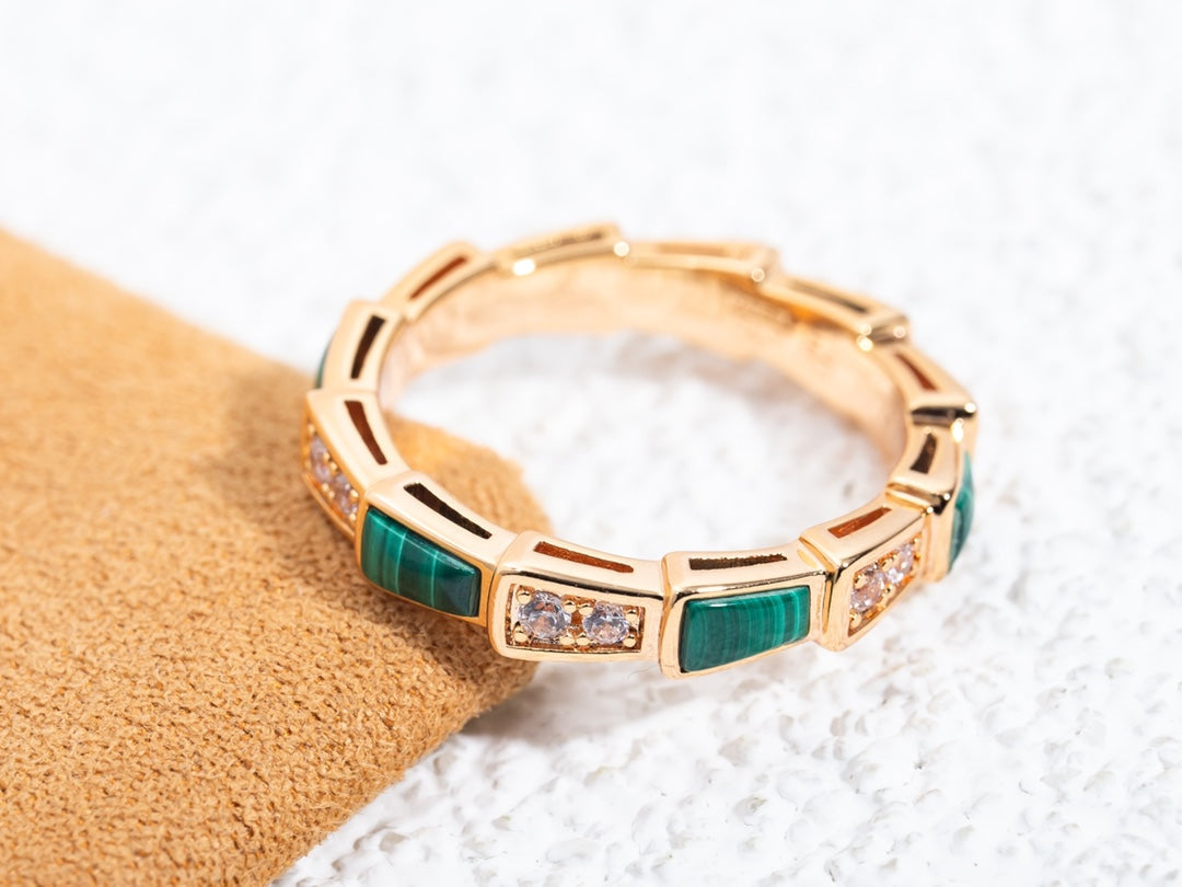 [Kaelin Vow]SERPENTI RING PINK GOLD MALACHITE DIAMOND 3MM