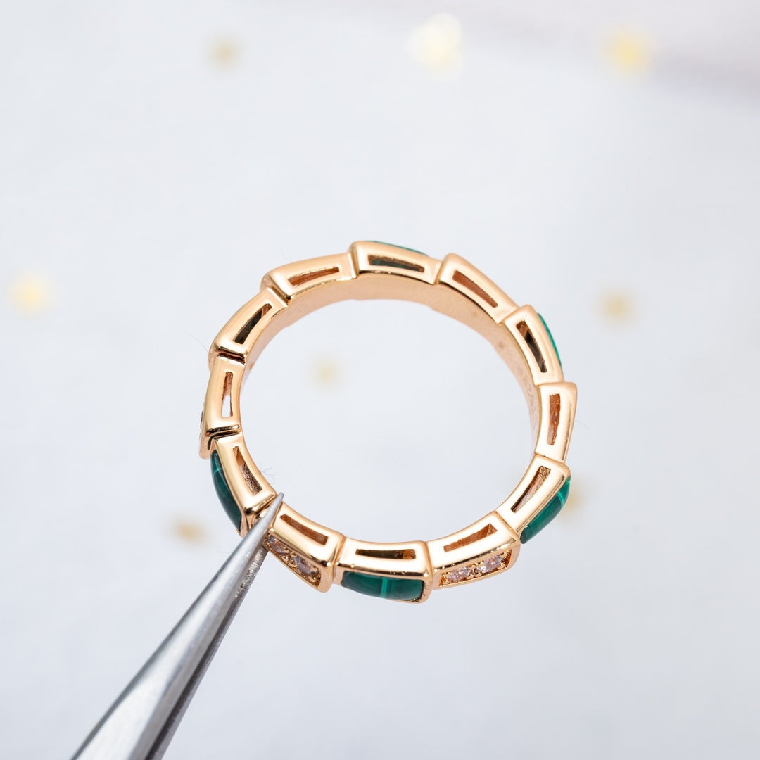 [Kaelin Vow]SERPENTI RING PINK GOLD MALACHITE DIAMOND 3MM