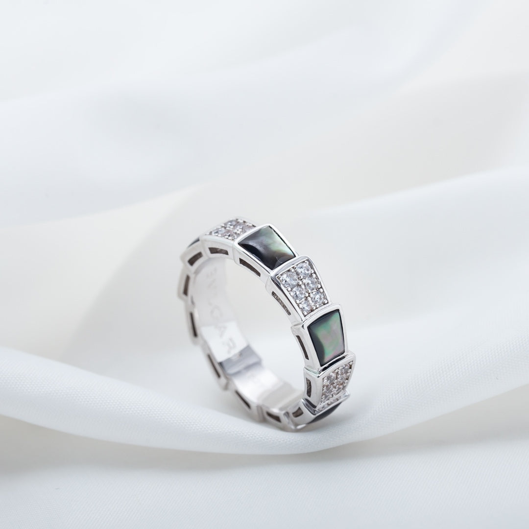 [Kaelin Vow]SERPENTI RING SILVER DIAMOND BLACK MOP 4MM