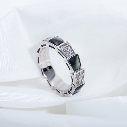 [Kaelin Vow]SERPENTI RING SILVER DIAMOND BLACK MOP 4MM