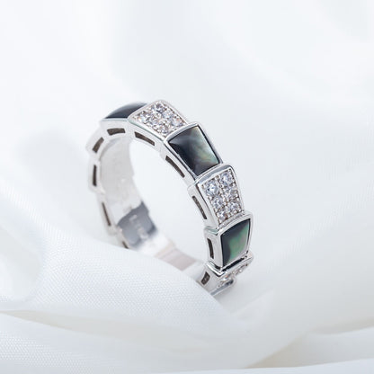 [Kaelin Vow]SERPENTI RING SILVER DIAMOND BLACK MOP 4MM