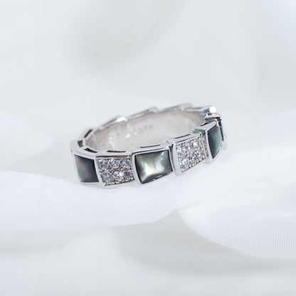 [Kaelin Vow]SERPENTI RING SILVER DIAMOND BLACK MOP 4MM