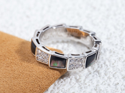 [Kaelin Vow]SERPENTI RING SILVER DIAMOND BLACK MOP 4MM