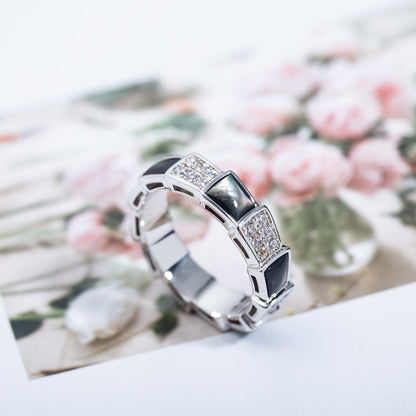[Kaelin Vow]SERPENTI RING SILVER DIAMOND BLACK MOP 4MM