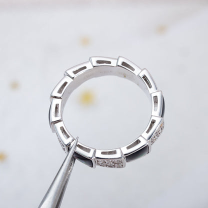 [Kaelin Vow]SERPENTI RING SILVER DIAMOND BLACK MOP 4MM