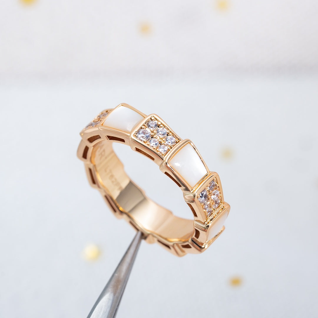 [Kaelin Vow]SERPENTI RING PINK GOLD MOP DIAMOND PAVED 4MM