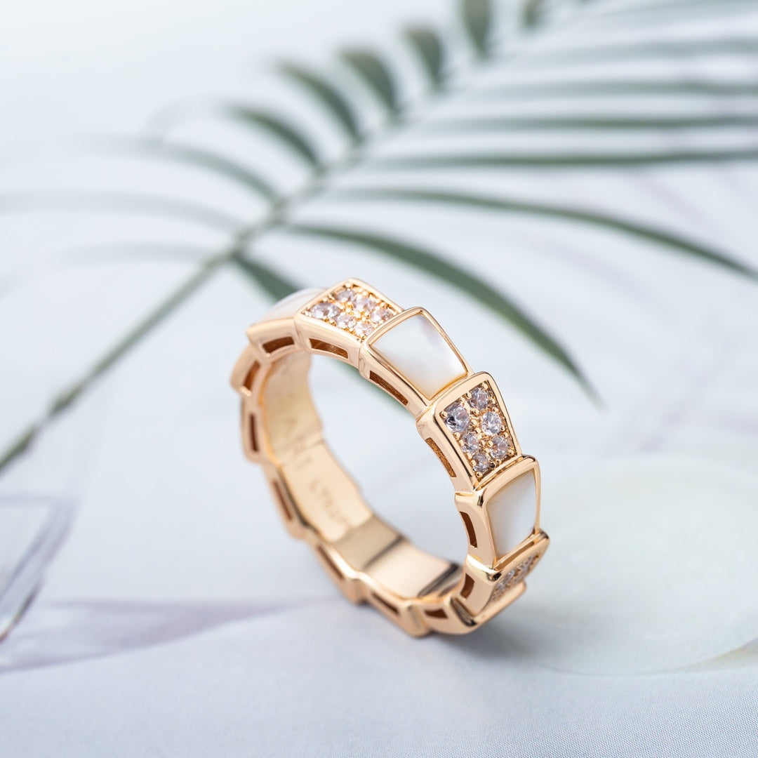 [Kaelin Vow]SERPENTI RING PINK GOLD MOP DIAMOND PAVED 4MM