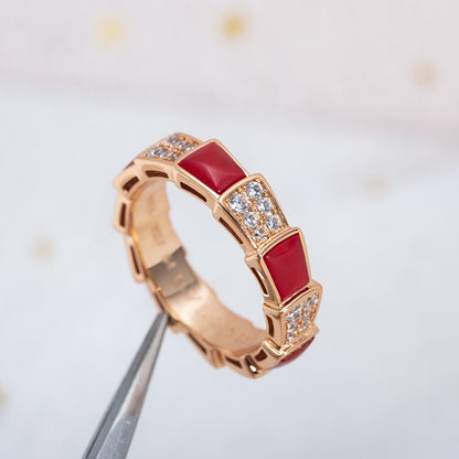 [Kaelin Vow]SERPENTI RING ROSÉGOLD KARNEOL DIAMANT PAVÉ 4MM