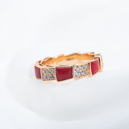 [Kaelin Vow]SERPENTI RING ROSÉGOLD KARNEOL DIAMANT PAVÉ 4MM