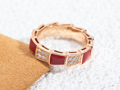 [Kaelin Vow]SERPENTI RING ROSÉGOLD KARNEOL DIAMANT PAVÉ 4MM