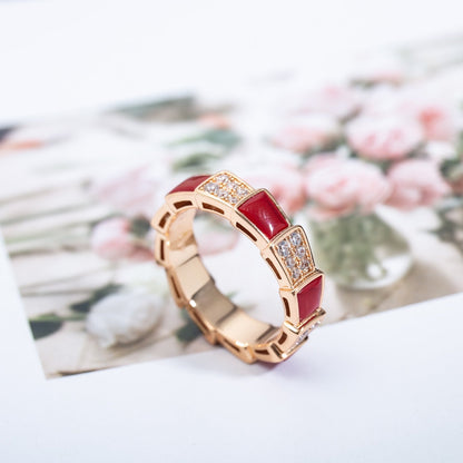 [Kaelin Vow]SERPENTI RING ROSÉGOLD KARNEOL DIAMANT PAVÉ 4MM