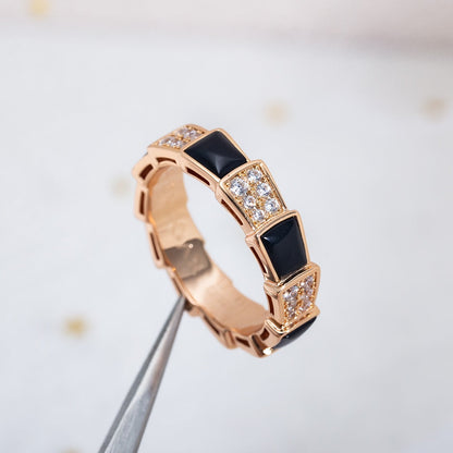 [Kaelin Vow]SERPENTI RING PINK GOLD BLACK MOP DIAMOND PAVED 4MM
