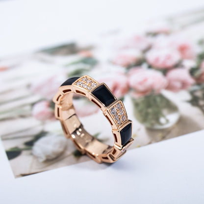 [Kaelin Vow]SERPENTI RING PINK GOLD BLACK MOP DIAMOND PAVED 4MM