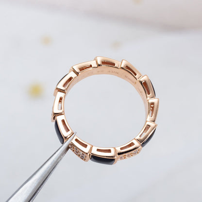 [Kaelin Vow]SERPENTI RING PINK GOLD BLACK MOP DIAMOND PAVED 4MM