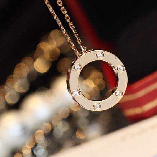 [Kaelin Vow]LOVE NECKLACE 16MM 6 DIAMONDS PINK GOLD